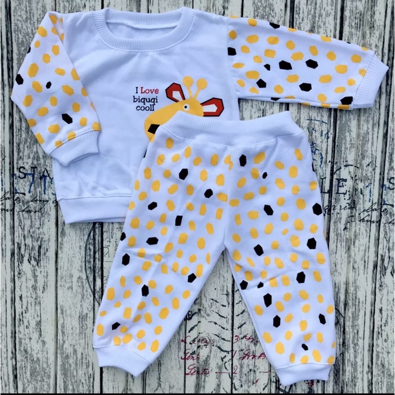 PROMO 7.7 Setelan joger bayi motif jerapah joger bayi sweater usia 3-12 bulan DNW BABY