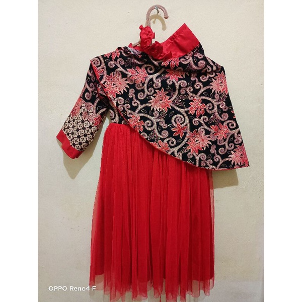 set gamis anak + jilbab model kimono batik dress tutu 2 3 4 tahun