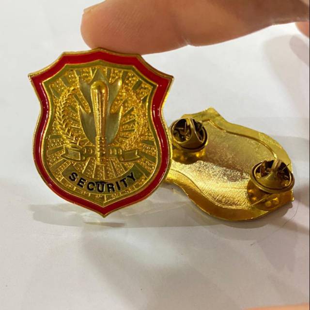 Pin Dada Security Satpam Kuningan ASLI Cor Tebal ORIGINAL PREMIUM