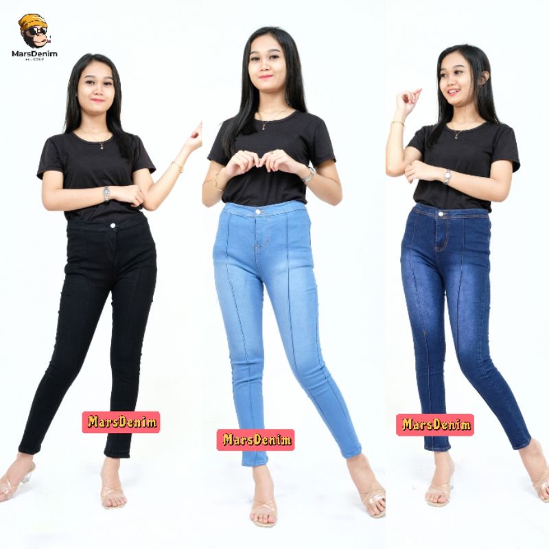 CELANA HIGHWAIST JEANS TULANG FRONTLINE WANITA PREMIUM