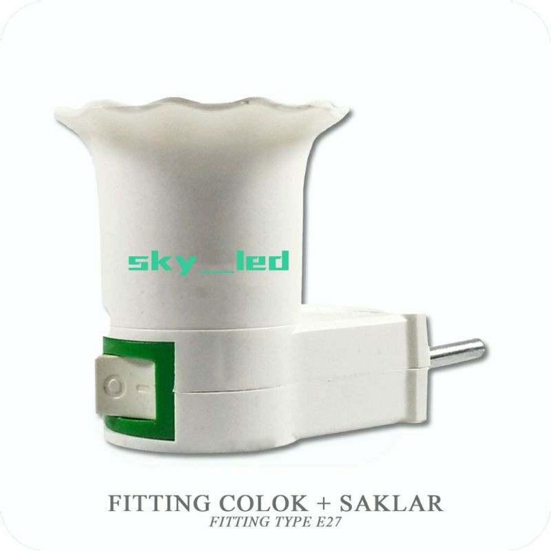 Fitting colok + saklar / fitting colok+swich /  putih/fitting E27/Fitting saklar