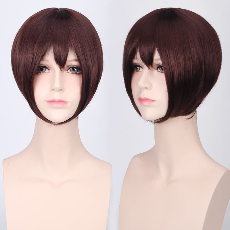 K047-5 wig base dark brown pendek cowok cosplay rambut palsu cokelat