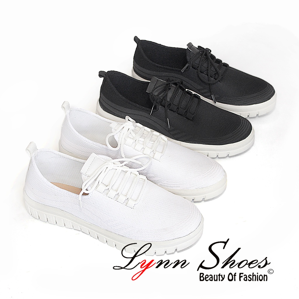 Lynn Sepatu Slip On Sneakers Tali Wanita K14U - Hitam / Putih