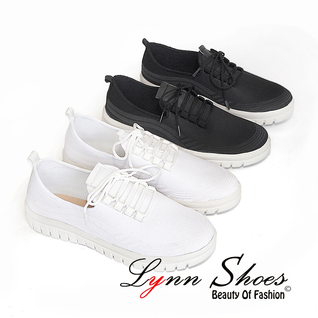 Lynn Sepatu Slip On Sneakers Tali Wanita K14U - Hitam / Putih