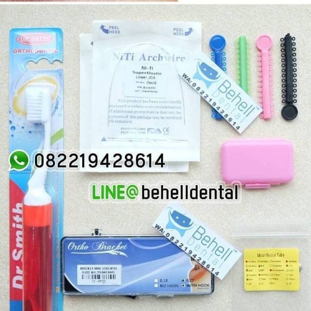 PAKET BEHEL PERMANEN METAL ORTHO BRACKET USA ROTH WITH HOOK - Braces Dental Untuk Perbaikan / Perawatan Gigi - Kawat Orthodontic Metalic - Behelldental