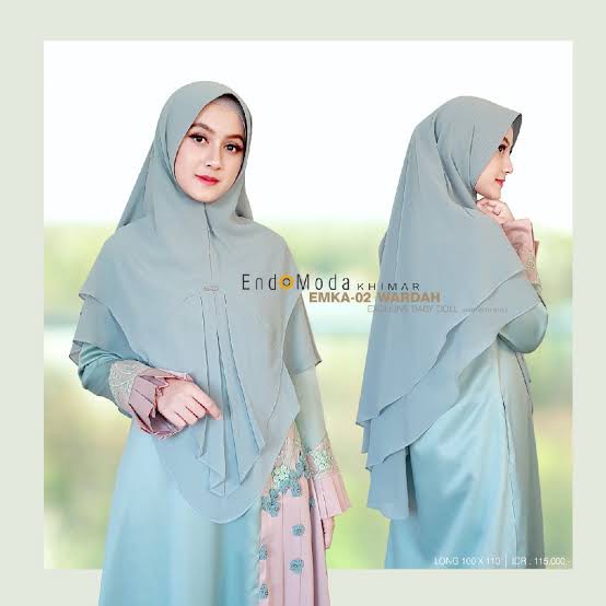 Jilbab Khimar Syari Biru Wardah Cantik Terbaru Endomoda Emka 02