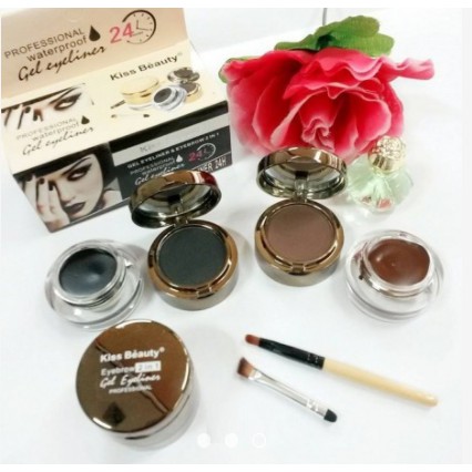 (BIG DISC) KISS BEAUTY 2IN1 24 HOURS - EYEBROW POWDER + MAGIC EYELINER GEL [TERMURAH]