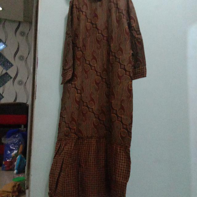 Gamis Batik Zara Genes | Baju Batik Gamis Rempel Bawah | Gamis Batik Wanita Muslimah