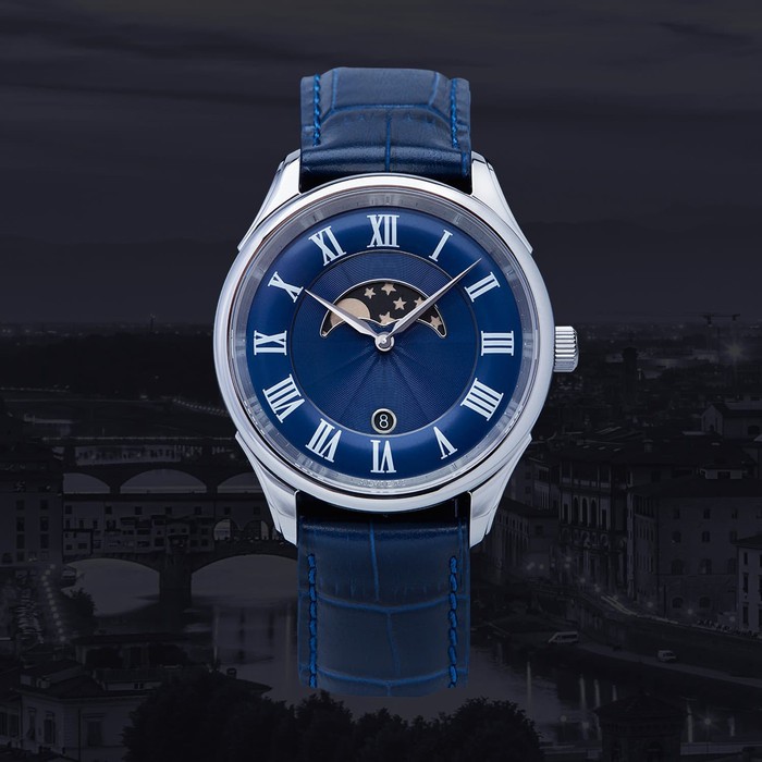 ALVIERI - Firenze Lunar - Silver case 40mm Blue(AFE 213)