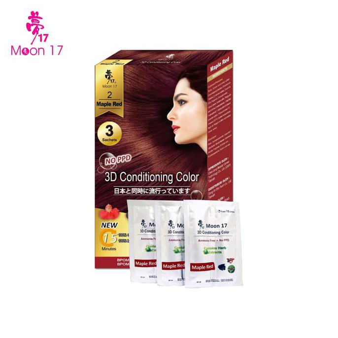 MOON17 3D CONDITIONING COLOR - SEMIR PENUTUP UBAN SHAMPOO COKLAT TUA