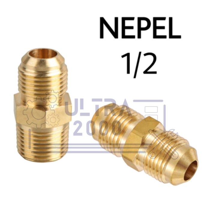 DOUBLE NEPEL 1/2 / Nepel Ac Mobil Angin Kompresor 1/2 / Nepel Sambungan Selang / Alat Alat Ac