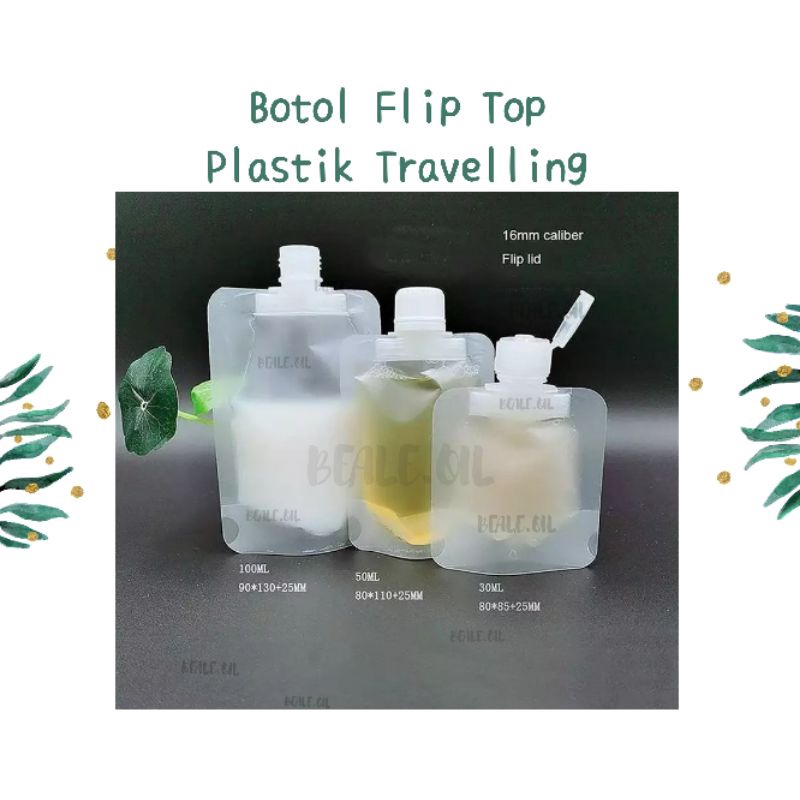 Botol Plastik Pouch Tutup Flip Top Travelling 30ml 50ml 100ml Tidak Bocor Wadah Face Wash Traveling Tempat Handbody tutup botol refil refill sabun cair travel tutup fliptop tutup flip top ulir tempat sabun handbody putar puter Travel organizer Traveling