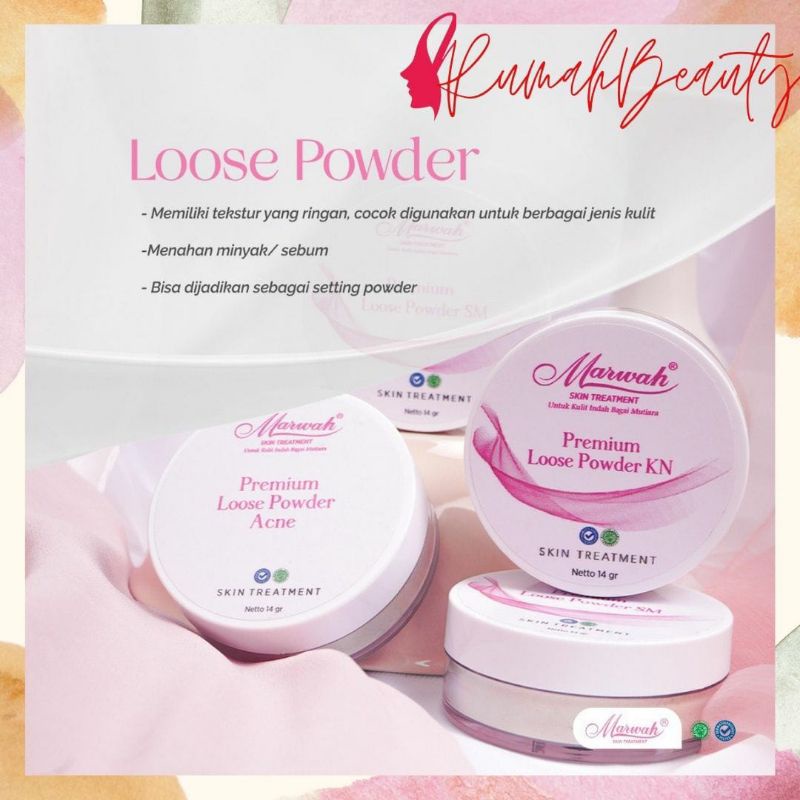Skincare Marwah Loose Powder KN KL ACNE SM Bedak Tabur BPOM