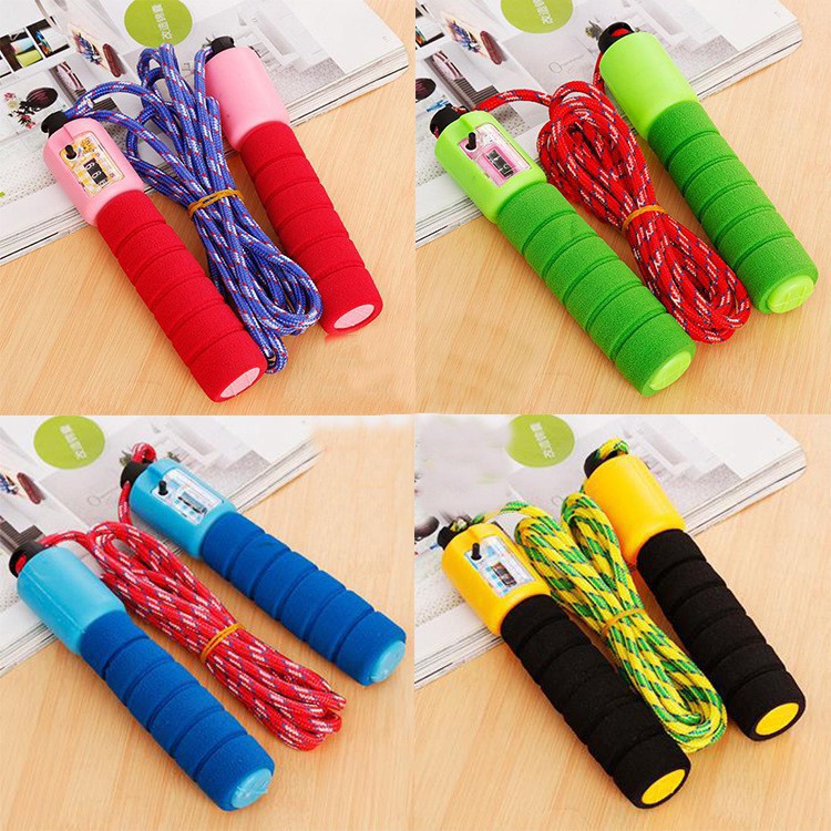 Skipping Jump Rope Soft Handle + Counter / Skipping Rope Exercise GYM Fitness / Tali Loncat Dengan Penghitung Lompatan Putar