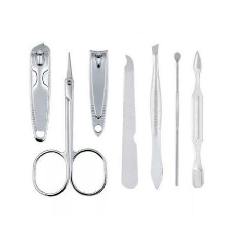 LDS Manicure Pedicure Set 7IN1 Dompet /  Manicure Mini Stainless Stell / Paket Pembersih Kuku Pinset Gunting Lancip Korek telinga Kuping