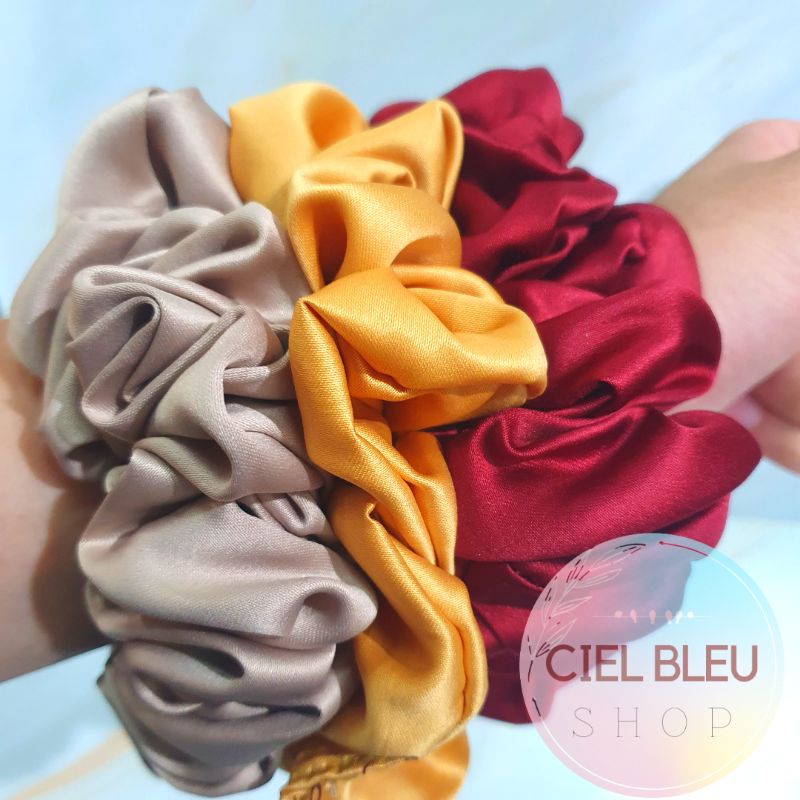 Scrunchie JUMBO Glossy / Ikat Cepol Hijab Soft Colour / CIEL BLEU SHOP