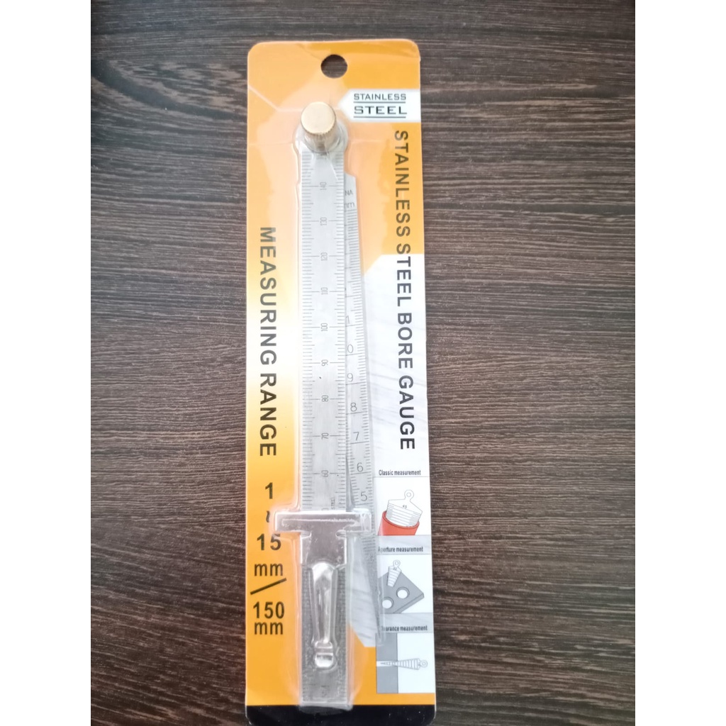 Mistar 15cm + bore taper gauge 15mm taper gage alat ukur kedalaman