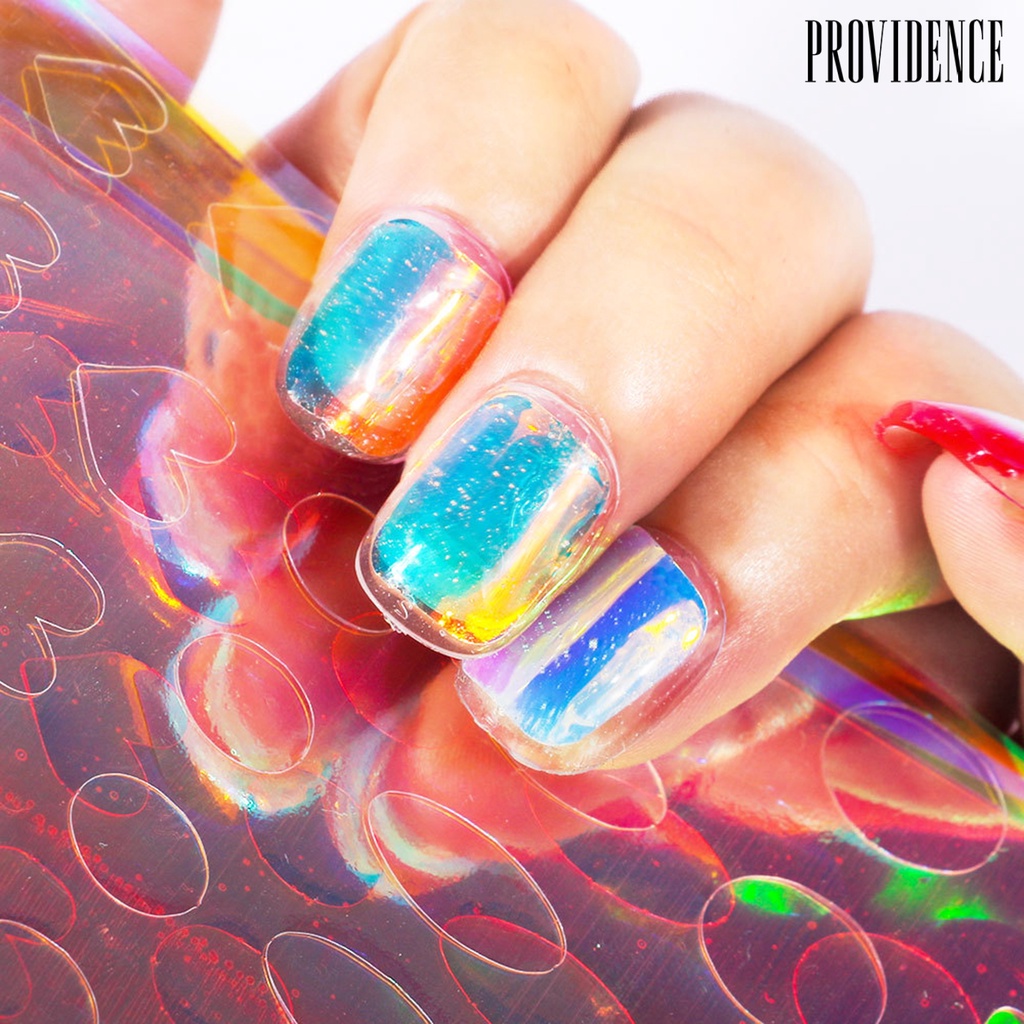 Providence 10Pcs/11Pcs/16Pcs Nail Ice Sticker Aurora Effect Reflective Colorful Foil Film Sparkling Glass Ice Cube Decoration for Manicure