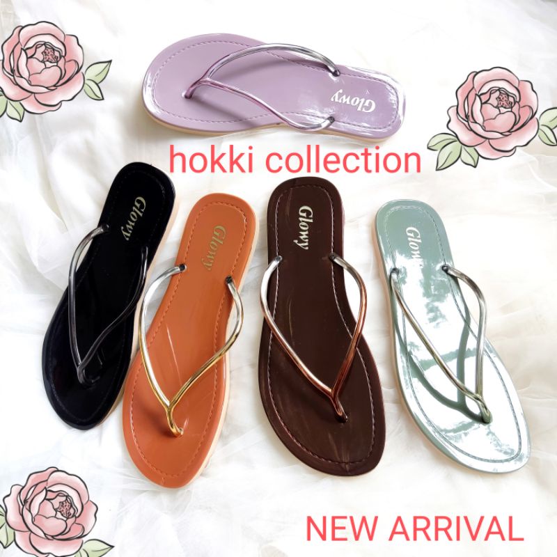 sandal Jepit Wanita  Karet jelly glosy Import terbaru