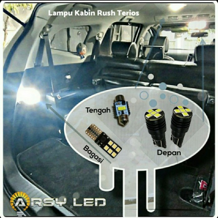 ARSY LED Lampu Plafon Kabin Mobil Rush Terios LED isi 4 Extrime Bright