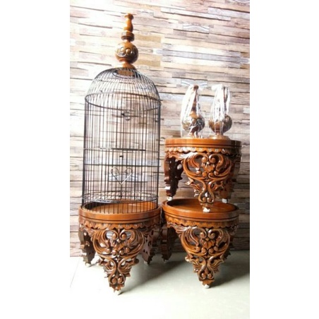 Sangkar Burung Pleci Kayu/Tebok Pleci Full Ukir