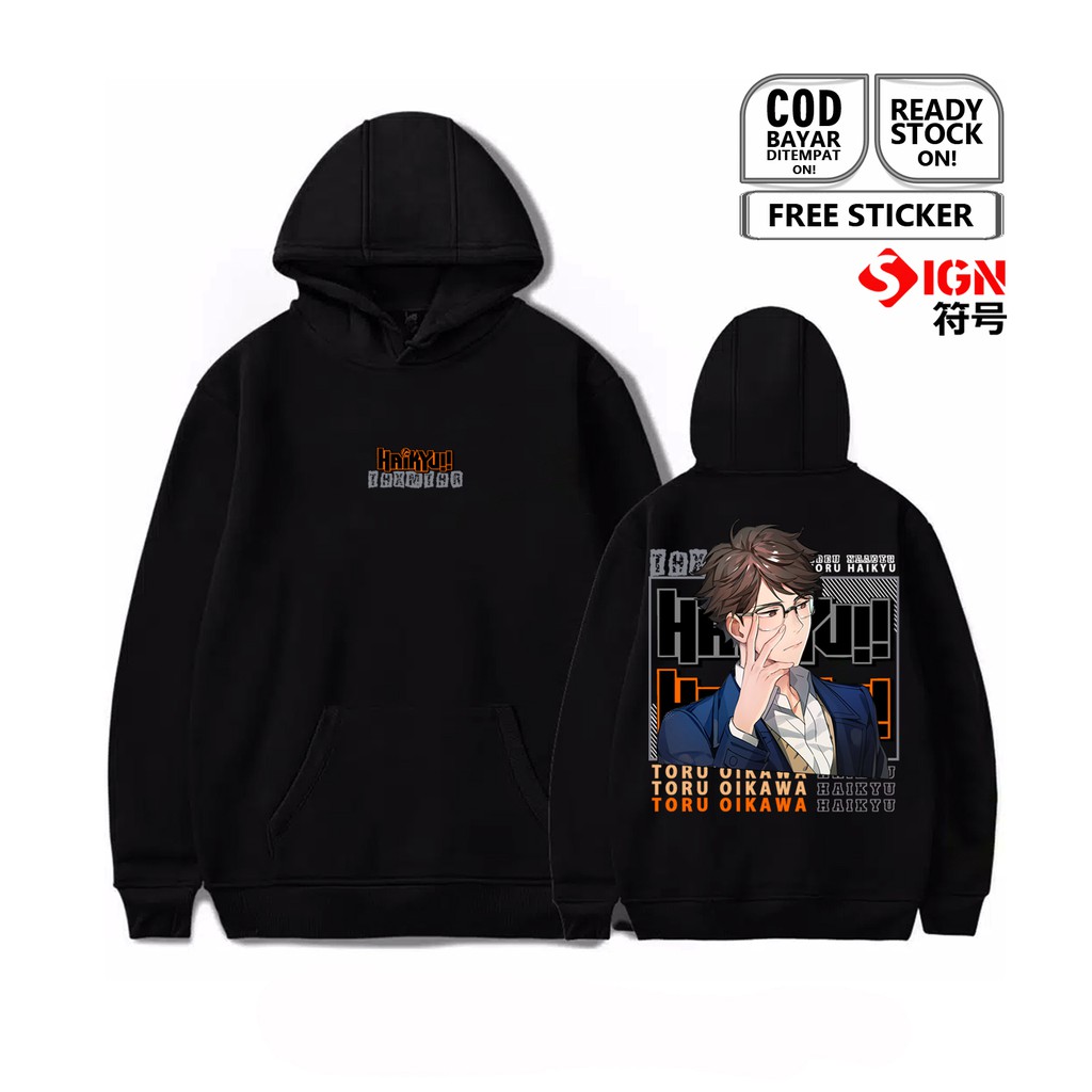 HOODIE ANIME TORU OIKAWA HAIKYU KAGEYAMA TETSURO KENMA KOJUME YU NISHINOYA MANGA BAJU JEPANG SIGN