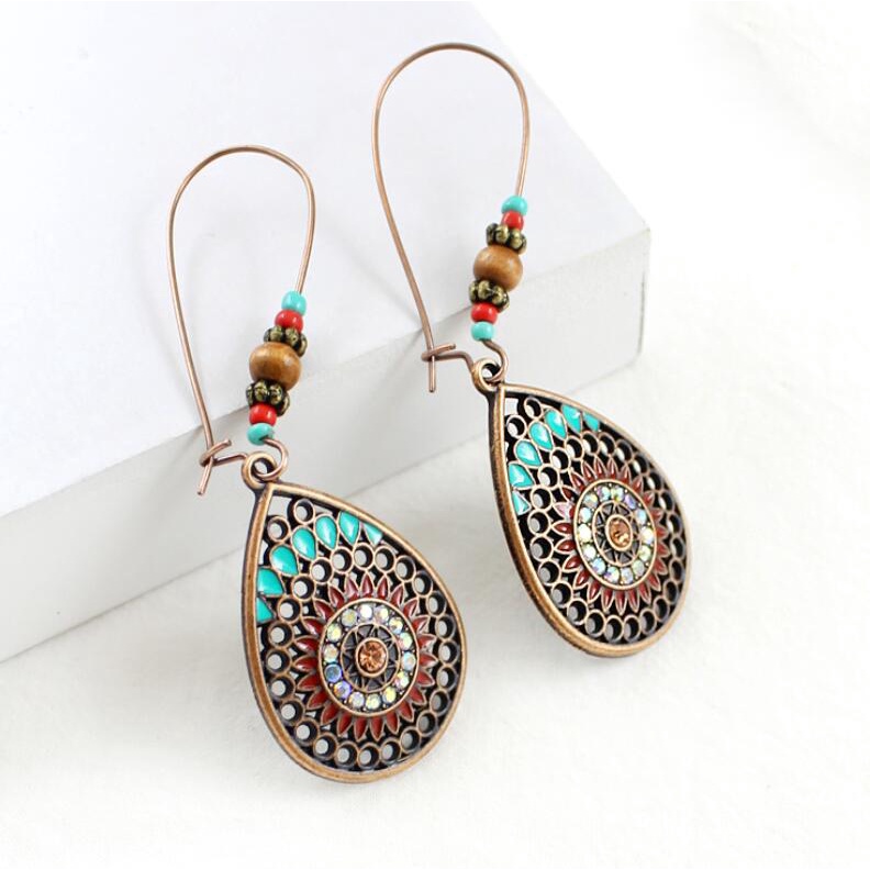 Pribadi fashion retro berbentuk drop anting-anting panjang enamel anting-anting ornamen fashion Baru