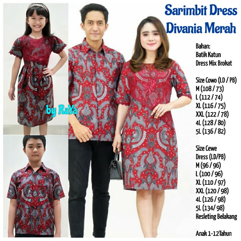 Couple Family Seragam Batik Keluarga Natal Divania Dress Cewe Brokat Jumbo XXXXL COWO Baju Kantor Sekolah