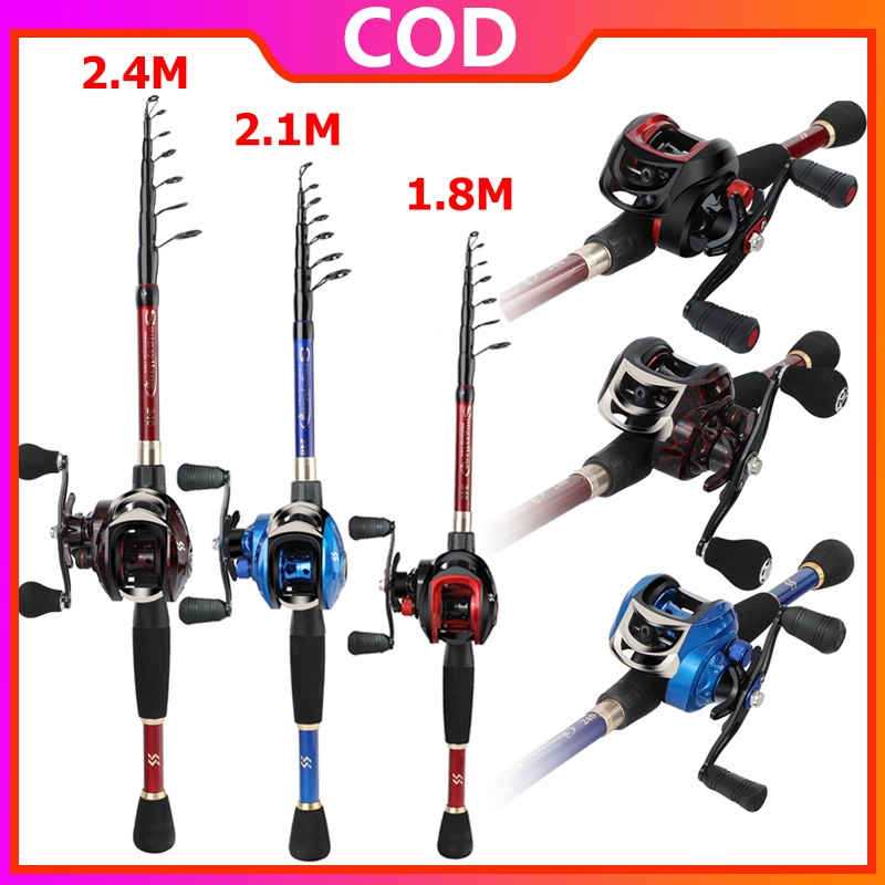 Sougayilang 1.8M-2.4M Fishing rod and reel set Carbon Fiber Casting Rod 18 + 1BB Fishing reel Combo pancingan set lengkap