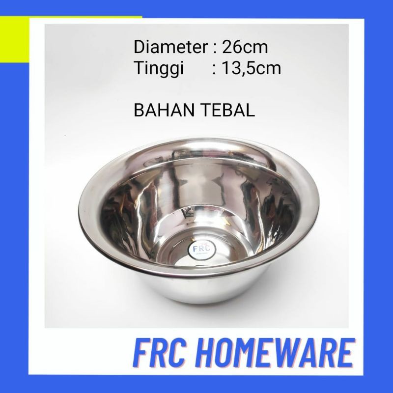 Jual baskom stainless 26 cm tinggi tebal - baskom adonan - baskom korea