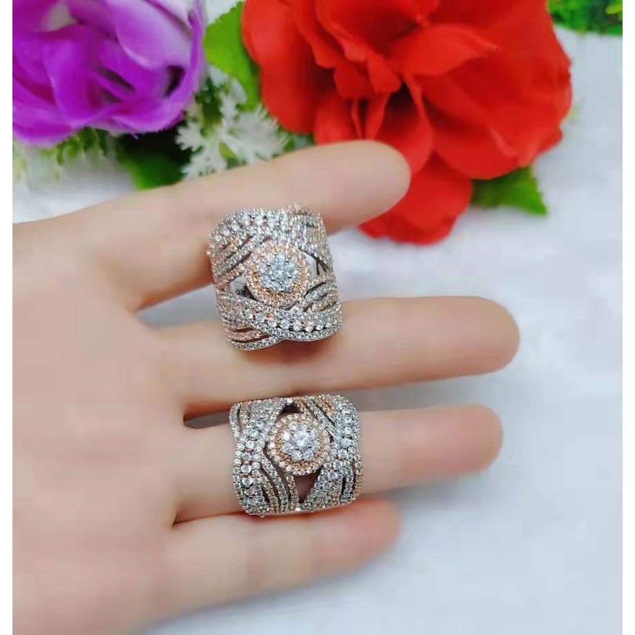 Cincin Kombinasi Permata Lapis Emas Perhiasan Fashion B56-59