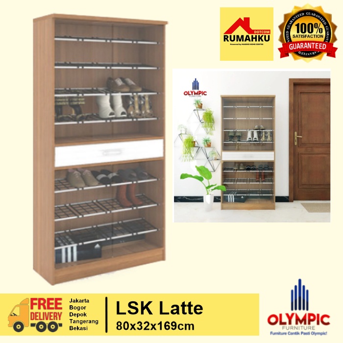 RAK SEPATU KACA BESAR - LEMARI SEPATU 2 PINTU - LEMARI SEPATU KACA - LKS LATTE - OLYMPICr
