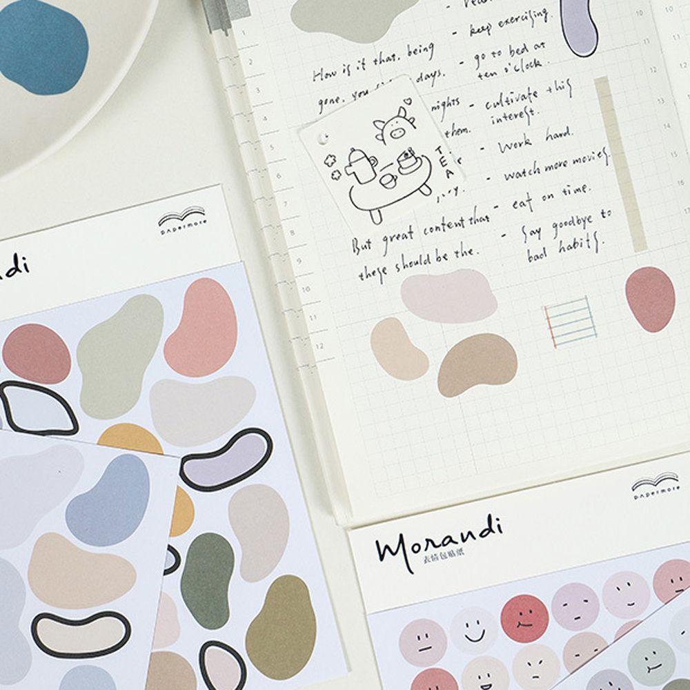 Mxbeauty Bahan Sticker Jurnal Perlengkapan Sekolah Custom Stiker Kertas Note Sticker Morandi Series Diary Handphone Idol Card Decor