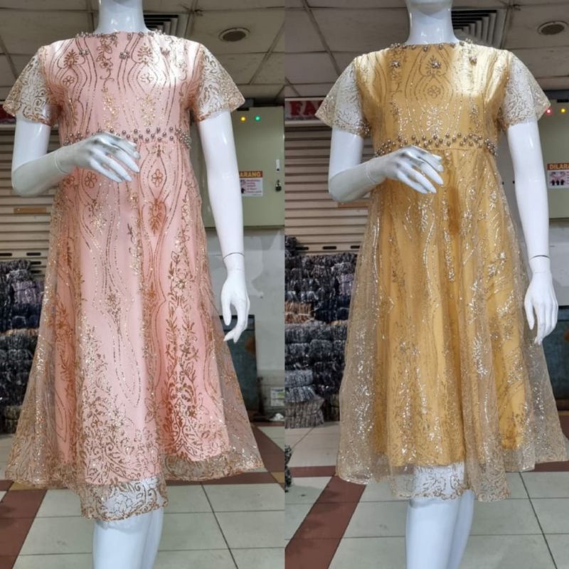 Dress tulle pesta mewah//dress kekinian//baju pesta //dress tulle mutiara