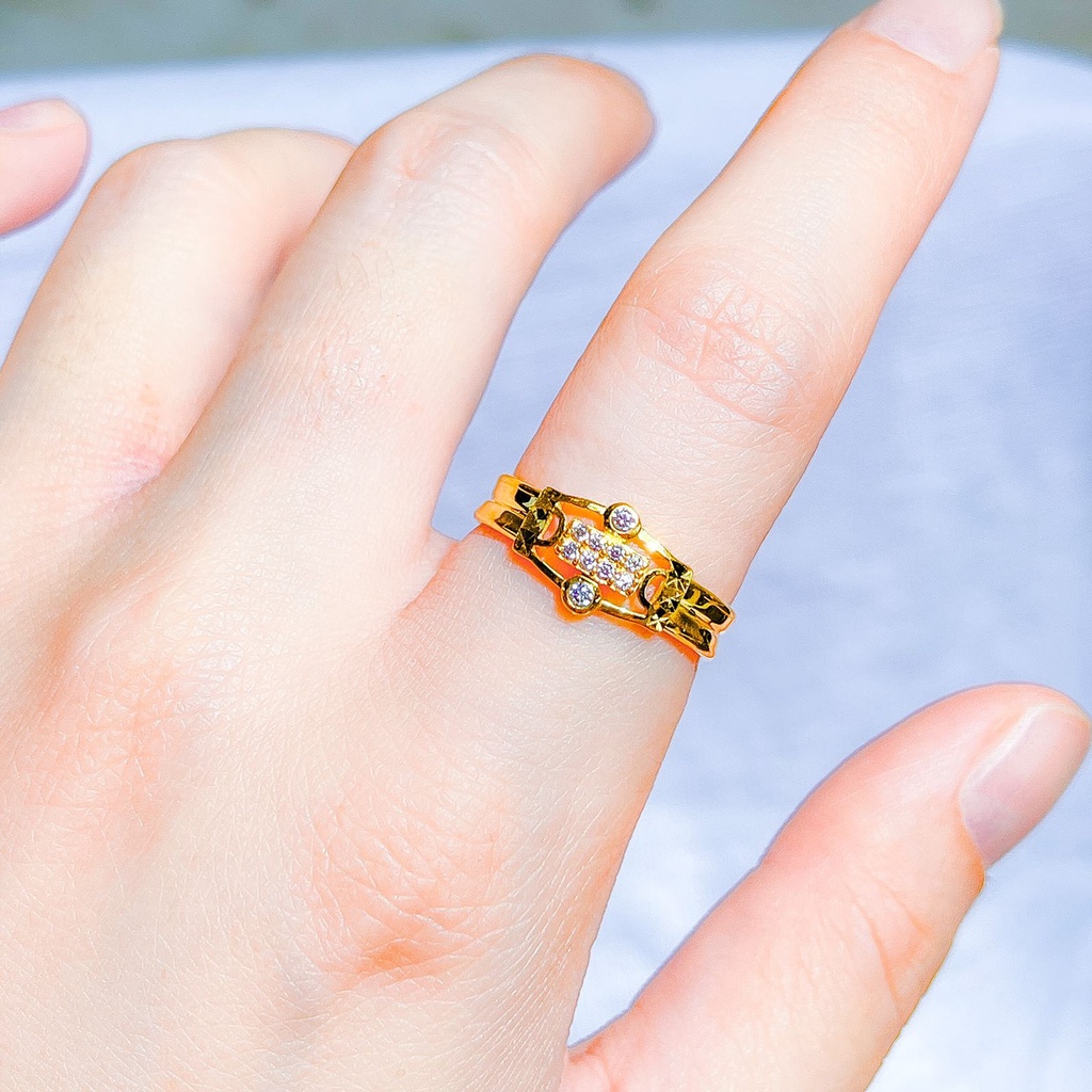 Cincin lebar anak dan dewasa emas asli kadar 700 70 16k love kupu bulat mariposa ringan 1 gram mas kuning permata bulat ukir kilat nampak besar