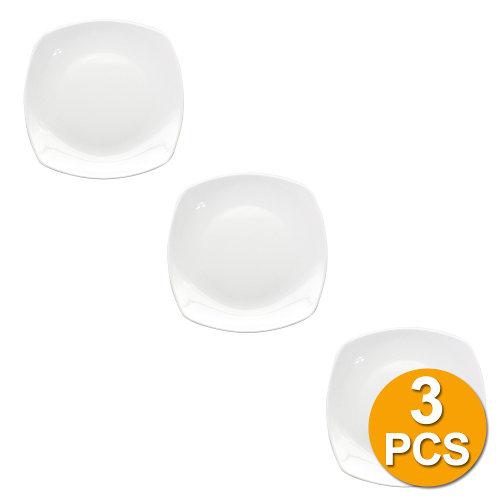 Arwana Houseware  Piring  Kotak 6 inci Putih P5706 3pcs 