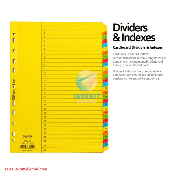 

Unik Divider Pembatas Kertas Binder Ordner 6052 1-31 Index A4 Bantex Isi 31 Gilaa!!!