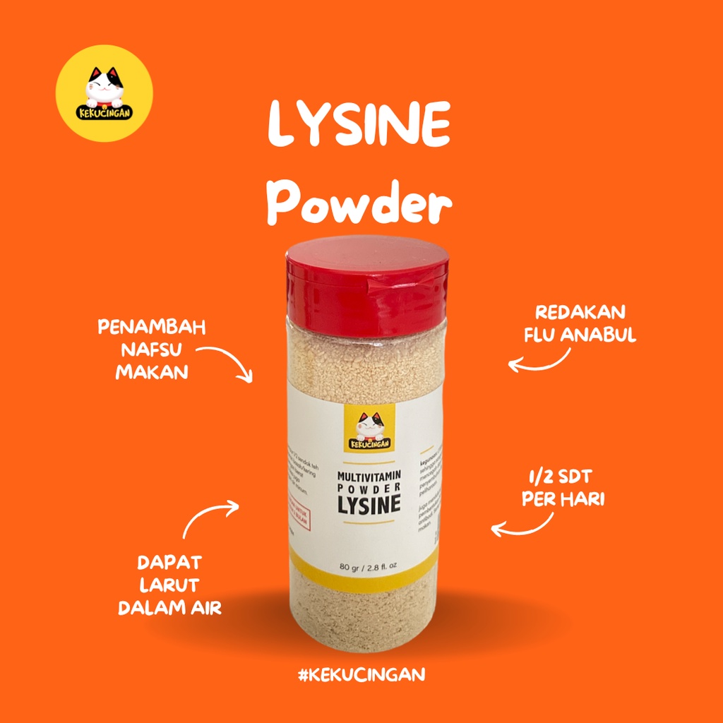 Pure Lysine Powder Multivitamin Penggemuk Kucing Penambah Nafsu Makan 80 gram