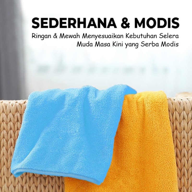Handuk Mandi Dewasa Handuk Microfiber Bordir Mata/ Kuping Timbul Sport Ukuran 70x140cm (HSETA-B)