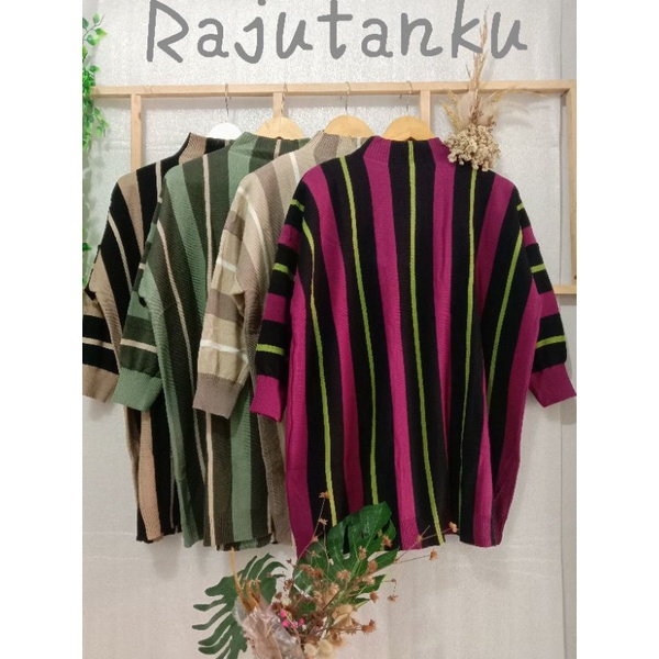 LUNA BLOUSE RAJIUT OVERSIZE/LONG BATWING STRIPPI