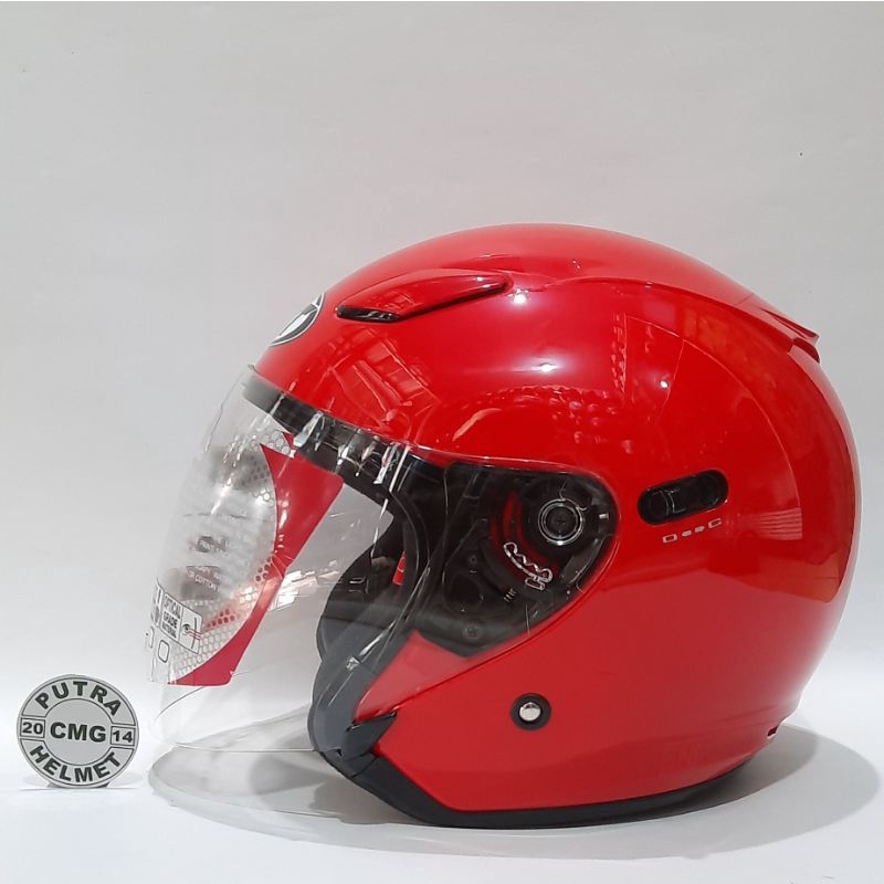 HELM KYT DJ MAXI SOLID FIRE RED MERAH CABE DOUBLE VISOR