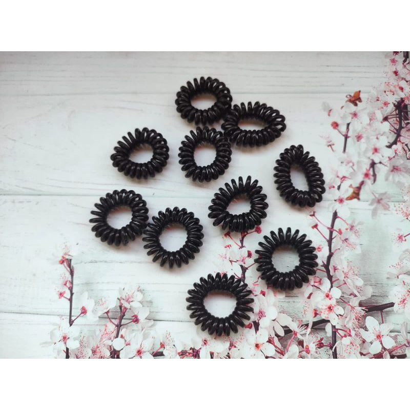 IKAT RAMBUT SPIRAL HITAM UK 3CM/5CM PER PCS