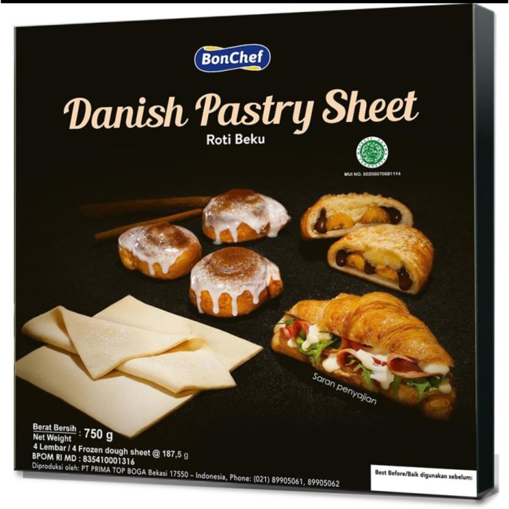 Bonchef Danish Pastry Sheet 750gram - Gosend/Grab Only!!!