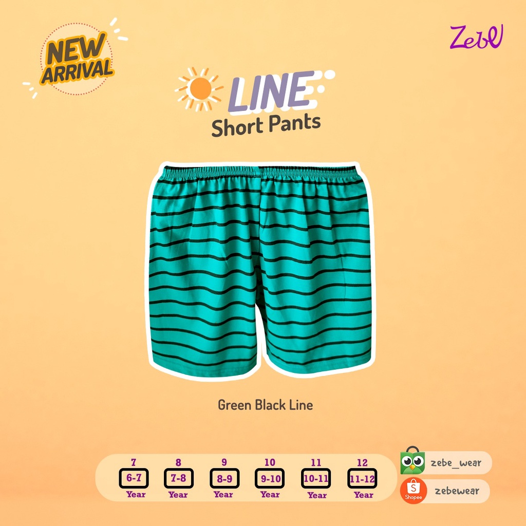 Zebe Line Short Pants Unisex (7 sd 12 tahun)