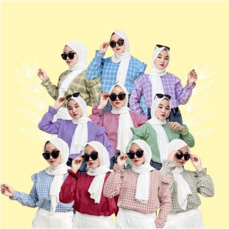 YUNA BLOUSE TARTAN "" 10 VARIAN WARNA "" FASHION KOREAN ATASAN WANITA