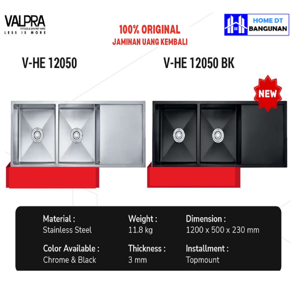 VALPRA BAK CUCI PIRING KITCHEN SINK V-HE 12050