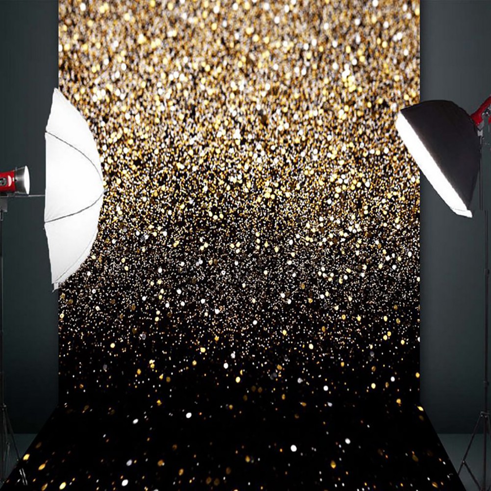 Layar Latar Belakang Motif Titik Glitter Hitam Emas Bahan Vinyl 5x7kaki Shopee Indonesia