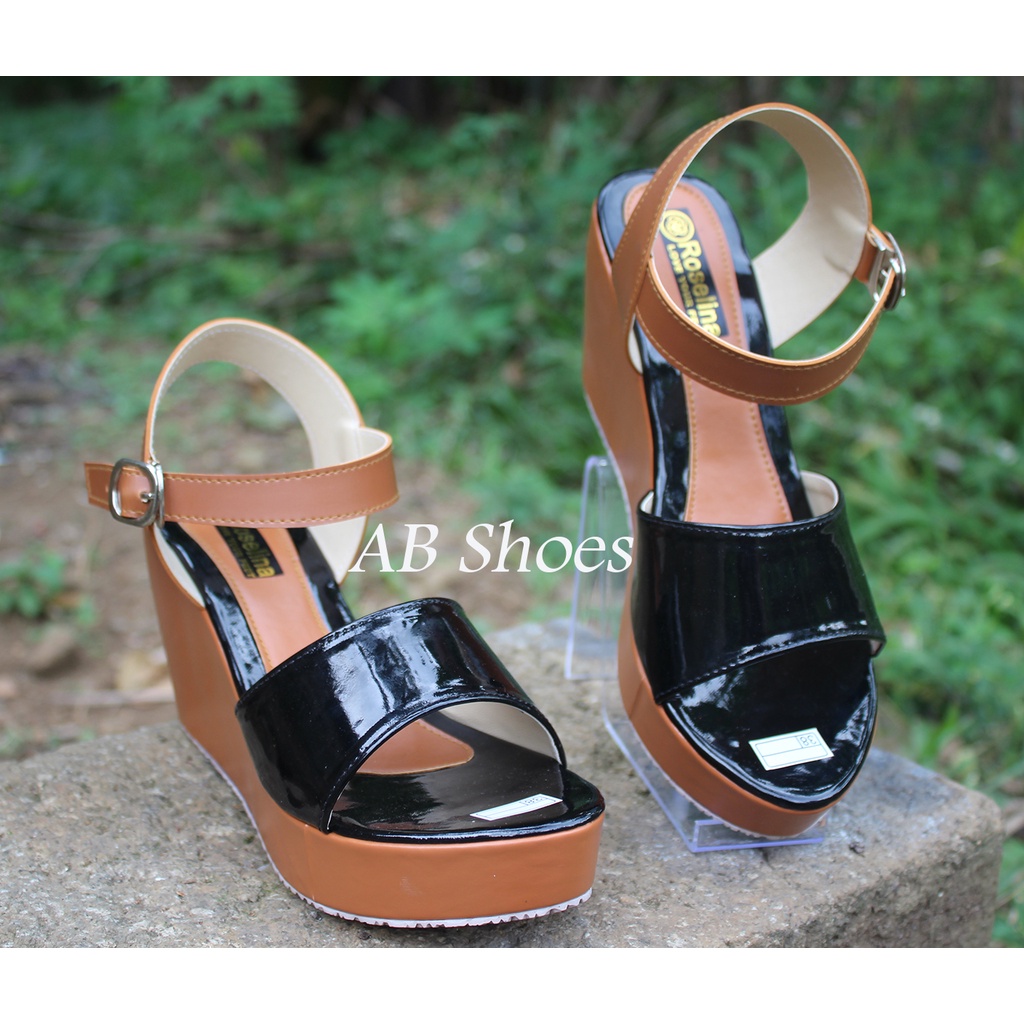 Wedges Wanita Pesta Casual Hitam / Sandal Wedges Wanita Kokop Tali