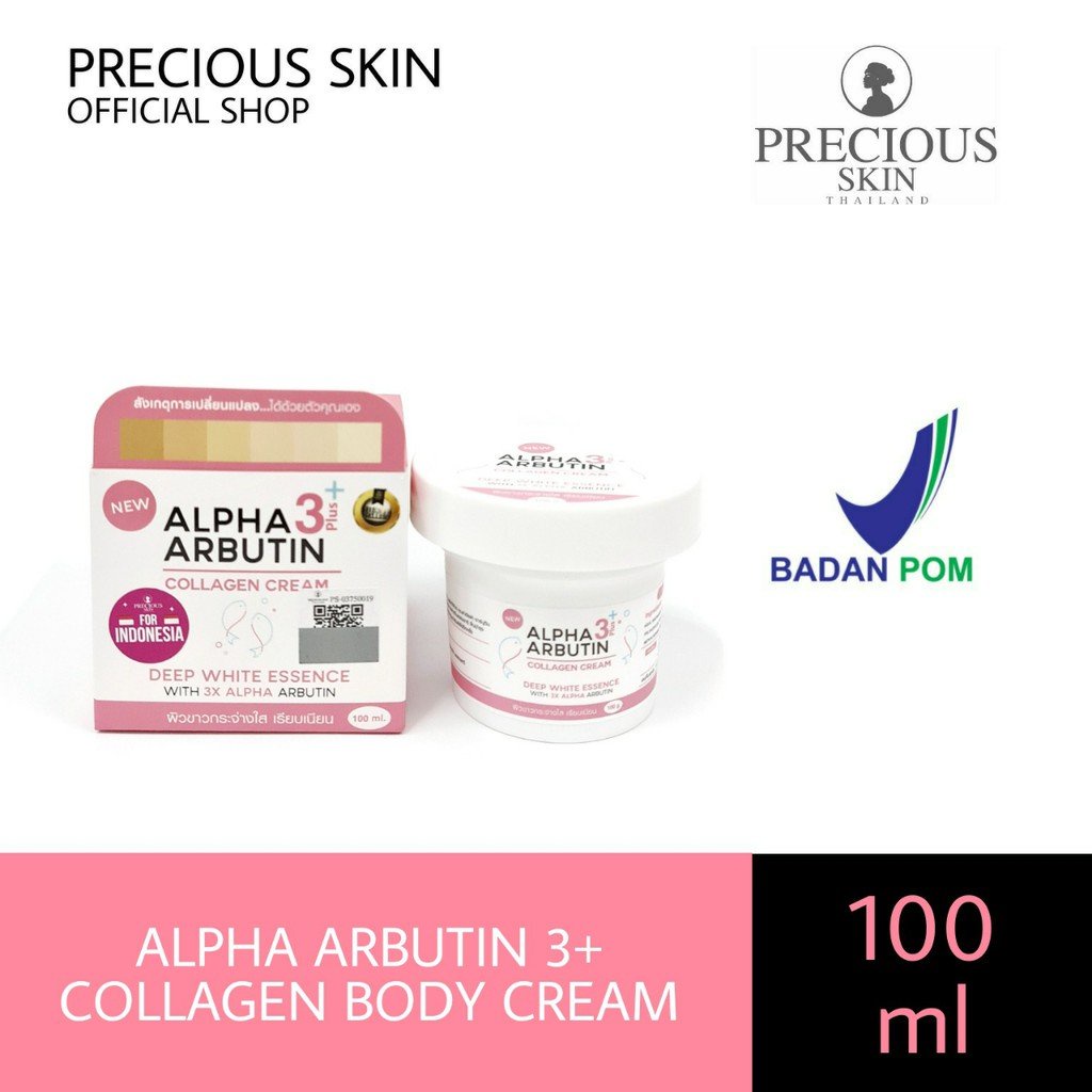 Alpha Arbutin 3 Plus Collagen Deep Essence Whitening Body Cream Pemutih Kulit Original