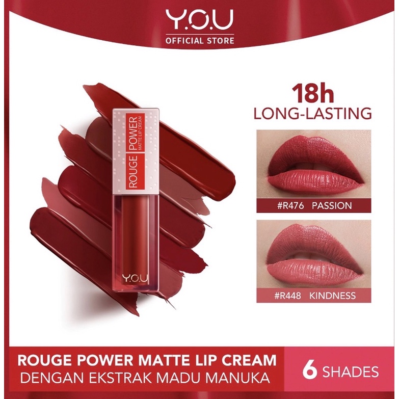 YOU Rough Power Matte Lip Cream [Matte Finish / Tahan Lama / Nourishing with Manuka Honey] Y.O.U Lip Cream